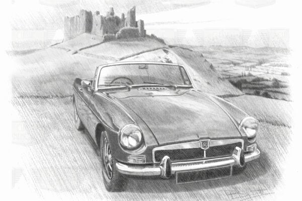 MG MGB roadster with honeycomb grille